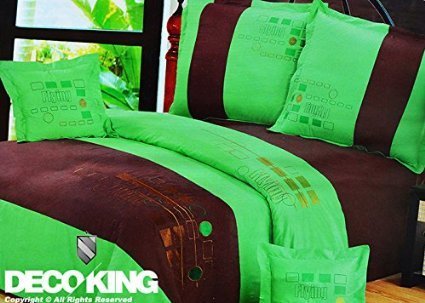 155x200 grün braun mehrfarbig Bettwäsche Bettbezüge Bettwäschegarnituren Baumwolle Seersucker geometrisches Muster pflegeleicht green brown