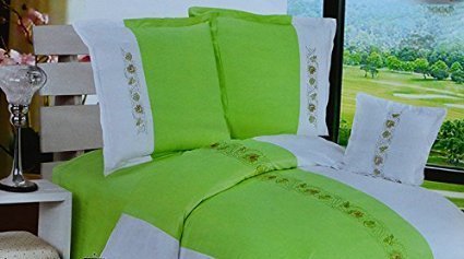 155x200 grün weiß mehrfarbig Bettwäsche Bettbezüge Bettwäschegarnituren Baumwolle Seersucker pflegeleicht green white