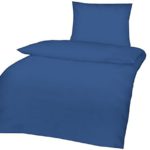 2tlg Baumwoll Bettwäsche Set in Hochwertiger RENFORCE Qualität 135x200cm + 80x8 cm in UNI Einfarbig Royal Blau NEU mit RV