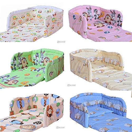 5 Teile Baby Bettwäsche Bettset 135x100 mit Bezügen, Füllungen und Nestchen - Dots braun