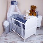 Amilian® Baby Bettwäsche 5tlg Bettset mit Nestchen Kinderbettwäsche Himmel 100x135cm Anker GROß Chiffonhimmel