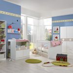 Babyzimmer Komplett Set "KIMBA" 6tlg Bett Wickelkommode gr. Schrank Regal Eiche-Sägerau