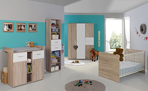 Babyzimmer Komplettset / Kinderzimmer komplett Set ELISA verschiedene Varianten in Eiche Sonoma / Weiß (ELISA 4)