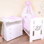 Babyzimmer sparset incl. Babybett , Wickelkommode , Ausstattung - Komplettset (rosa)