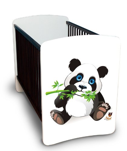 Best For Kids Gitterbett Julia - MEGA Set mit höhenverstellbar, Wandsticker und Schaumstoffmatratze 60x120 cm Design - Little Panda