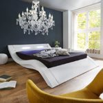 Bett Leonas Weiss 180x200cm Design Polsterbett mit Beleuchtung Bett Leonas Weiss 180x200cm Design Polsterbett mit Beleuchtung