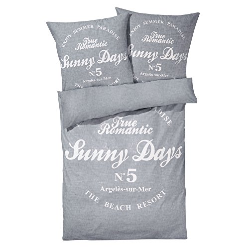 Bettwäsche Sunny Days, 100% Baumwolle, grau - Größe 135 x 200 cm