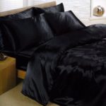 Bettwäsche-Set für Doppelbetten Seide Schwarz Satin, 6-teilig
