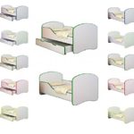Clamaro Kinderbett "Dreamer" inkl. Matratze, Lattenrost und Bettkasten, Jugendbett mit ABS Schutzkanten - 160 x 80 cm, Farbe: Grün/Weiß