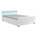 Corium LED Polsterbett "Sevilla" (weiss)(180x200cm) Bett mit 4 Schubladen / Kunst-Leder / mit Stecklattenrost / Kunstlederbezug