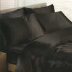 DELUXE Satin 4 teilge Schwarz Bettwäsche 135x200 + Bettlaken + 2 Kissenbezüge NEU Einzelbett