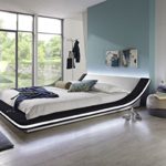 SAM® Polsterbett Bett Custavo LED in schwarz / weiß 160 x 200 cm abgerundetes modernes Design Beleuchtung vorhanden