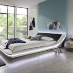 SAM® Polsterbett Bett Custavo LED in weiß / schwarz 180 x 200 cm abgerundetes modernes Design Beleuchtung vorhanden