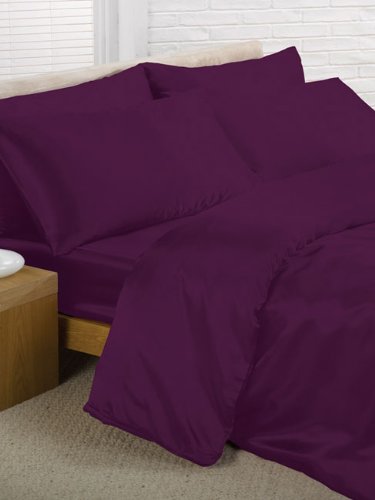 Bettwäscheset, Bettbezug, Spannbetttuch und 2 Kissenbezüge, Satin, für Einzelbetten, Violett