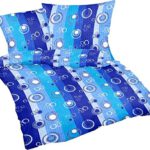 Seersucker Sommer-Bettwäsche Set "Wave" 135x200 cm, Blau Türkis gestreift – Bett-Bezüge aus 100%-Baumwolle mit Reißverschluss - Der bügelfreie & luftig leichte Bett-Bezug für die warme Jahreszeit