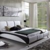 SAM® Design Polsterbett Funchal, 160 x 200 cm in weiß/schwarz, komfortable Rückenlehne inklusive Soundsystem, modernes Design mit SAMOLUX®-Bezug, Bett mit edlen Chromfüßen, als Wasserbett geeignet