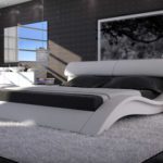 SAM® Polsterbett Allure in Weiß 180 x 200 cm geschwungene Seitenteile Kopfteil aufklappbar modernes Design Wasserbett geeignet Bett