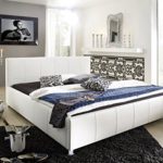 SAM® Polsterbett 200x200 cm Katja, weiß, Bett mit gepolstertem, hohen Kopfteil, abgestepptes Design