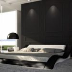 SAM® Polsterbett Innocent Santucci 160 x 200 cm schwarz/weiß geschwungene Seitenteile Kopfteil gepolstert Wasserbett geeignet