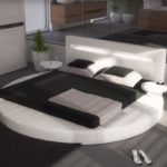 SAM® Polsterbett Rundbett Sanctuary in Weiß 180 x 200 cm Kopfteil mit Beleuchtung inklusiv 2 Nachttischablagen modernes Design Wasserbett geeignet
