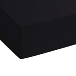 Castell 77113 Jersey-Stretch Spannbetttuch, nach Öko-Tex Standard 100, ca. 140 x 200 cm bis 160 x 200 cm, schwarz
