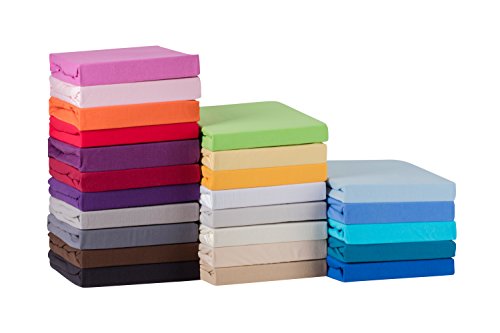 S.Ariba Soft Comfort Baumwolle Jersey-Stretch Spannbettlaken, verschiedene Farben und Größen, (90x200cm bis 100x200cm, Schwarz)