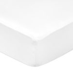 AmazonBasics Spannbetttuch, Baumwoll, Satin Fadenzahl 400, knitterarm, 180 x 200 x 30 cm - Weiß