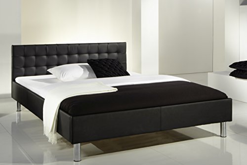 sette notti  Polsterbett Bett 140x200 Bett mit gesteppten Kopfteil, Kunstleder Bett, Liegefläche 140 x 200 cm
