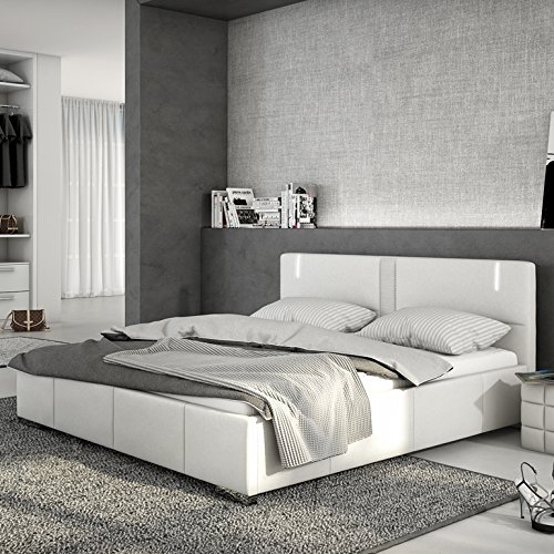 Innocent Polsterbett aus Kunstleder weiß 180x200cm mit LED und Lautsprecher Accura Boxspringbett Innocent Polsterbett aus Kunstleder weiß 180x200cm mit LED und Lautsprecher Accura Boxspringbett