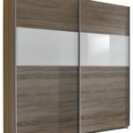 Wimex 126771 Schwebetürenschrank Front Anthrazit, Korpus Alu-Nachbildung, Absetzung Glas, 180 x 198 x 64 cm, schwarz