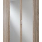 Wimex 140543 Eck-Kleiderschrank 95 x 198 x 95 cm, 2-türig mit Spiegeln, Front und Korpus eiche sägerau Nachbildung, Natur ( Innendekor Ahornfarben)