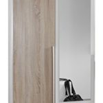 Wimex 119210 Kleiderschrank, 2-türig mit zwei Schubkästen und einer Spiegeltür, Front Korpus Außentüren Eiche Sägerau Nachbildung, 90 x 198 x 58 cm