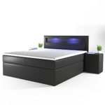 Design Boxspringbett LED Doppelbett Bett Hotelbett Ehebett 180x200 cm schwarz