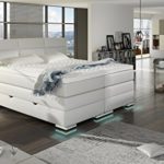 XXL ROMA Boxspringbett mit Bettkasten Designer Boxspring Bett LED Schneeweiss Rechteck Design (Schneeweiss, 200x200cm)