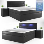 Design Boxspringbett LED Doppelbett Bett Hotelbett Ehebett 180x200 cm schwarz