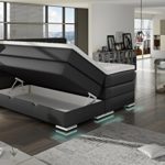 XXL ROMA Boxspringbett mit Bettkasten Designer Boxspring Bett LED Nachtschwarz Rechteck Design (Nachtschwarz, 180x200cm)