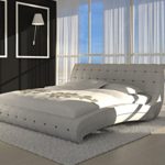 SAM® Polsterbett Bett Vederi in weiß 200 x 200 cm Kopfteil im abgesteppten modernen Design abgesteppt Ziersteine Wasserbett geeignet