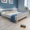 Festnight Holzbett Doppelbett Bett Bettgestell Gästebett aus Kiefernholz mit Matratze 180 x 200 cm Weiß