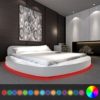 Festnight Polsterbett Bett Doppelbett Ehebett aus Kunstleder mit LED und Matratze 180 x 200 cm Rund Weiß