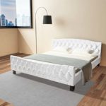 Festnight Polsterbett Bett Doppelbett Ehebett aus Kunstleder mit Matratze 180x200cm Weiß