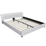 Festnight Polsterbett Bett Doppelbett Ehebett aus Kunstleder ohne Matratze 180x200cm Weiß