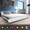 Festnight Polsterbett Bett Doppelbett Ehebett mit LED und Matratze 180x200 cm Kunstleder