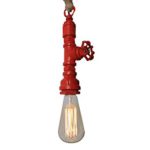 DuNord Design Hängelampe Pendellampe BERLIN 120cm Industrie Design Metall Hanfseil Lampe rot
