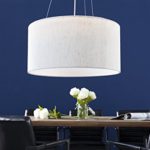 DuNord Design Hängelampe Pendellampe LINA 50cm beige Esstisch Design Leinenschirm Lampe