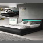 Muebles Bonitos – Luxus Designer LED-Polsterbett mit Bettkasten Schwarz 160x200
