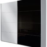 Rauch Schwebetürenschrank Quadra / 2-türig / 1 Spiegeltüre  / Korpus: grau-metallic/Front: Glas schwarz / spiegel