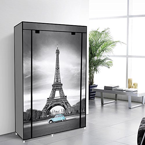 Tragbare Non Woven Canvas Stoff Kleiderschrank Lagerung 5 Regale - Eiffelturm 105 x 45 x 158 cm