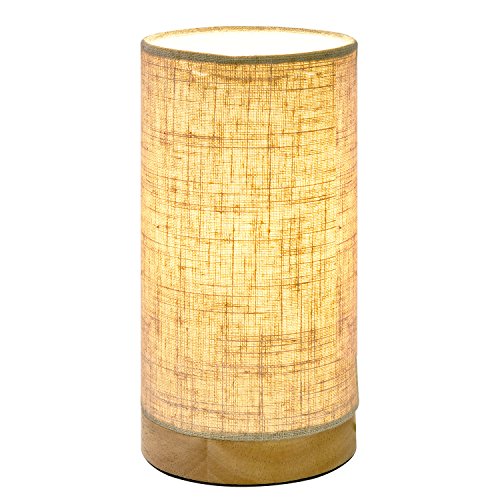 Viugreum Holz Tischlampe Nachttischlampe Atmosphärenlampe Schreibtischlampe Massiv holz und Stoffschirm für Schlafzimmer Wohnzimmer, Babyzimmer,Studentenwohnheim