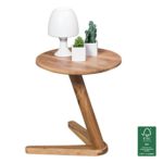 WOHNLING Beistelltisch Massiv-Holz Design Wohnzimmer-Tisch 45 x 45 cm rund Couchtisch Natur-Holz dunkel-braun Nachttisch Landhaus-Stil Nachtkommode Untergestell V-Form Telefontisch 50cm hoch