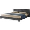Corium Polsterbett "Barcelona" (design-grau)(140x200cm) modernes Bett / Kunst-Leder / mit Stecklattenrost /